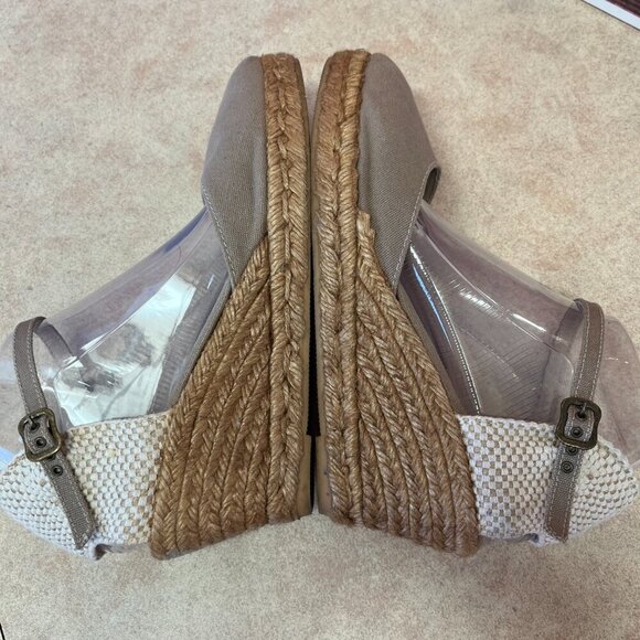 Gaimo Canvas Taupe Platform Wedge Espadrilles Handmade - Picture 11 of 16
